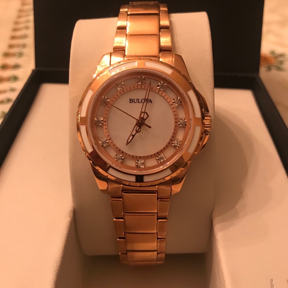 Bulova Classic Diamonds Rose Gold Ladies Watch - Picture 4 of 10